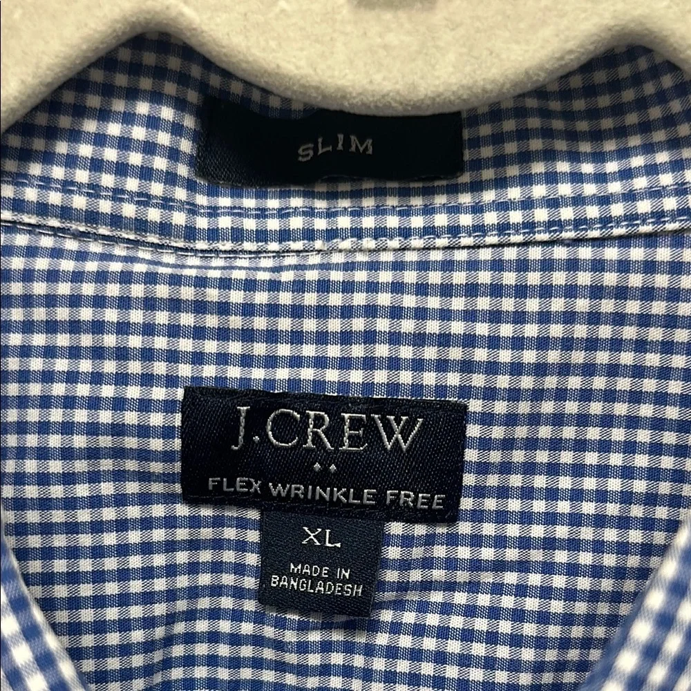 J Crew Mens Slim Fit FLEX Wrinkle Free Button Down Shirt Size XL‎ Gingham Plaid